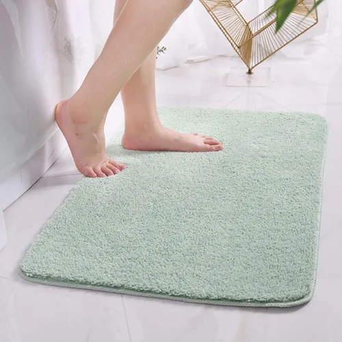 Miniatura 9 de Alfombra de baño de 16 x 24 pulgadas, microfibra de felpa lanuda absorbente de agua, lavable a máquina, antideslizante y suave, color azul oscuro