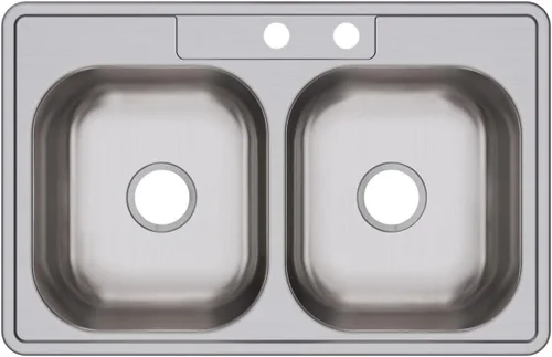 Miniatura 7 de Dayton D233221 Equal - Fregadero de acero inoxidable con doble tazón, 33 x 22 x 6.5 pulgadas