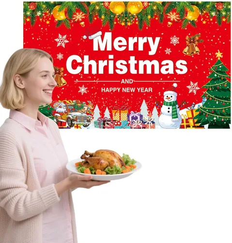 Miniatura 6 de Fondo grande de Feliz Navidad, pancarta de tela para decoración de fiestas de Navidad, 5.9 x 3.6 pies, letrero fotográfico para decoración