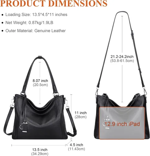 Miniatura 30 de Over Earth Genuine Leather Purses for Women Large Hobo Bags Lady Shoulder Handbags with Detachable Strap
