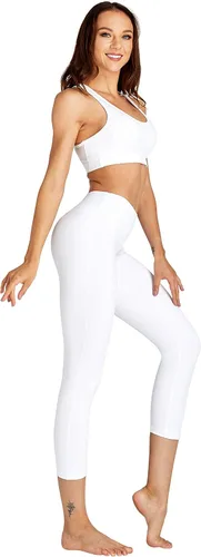 Miniatura 3 de COOLOMG Pantalones de yoga para mujer, mallas capri para correr, leggings de tiro bajo, entrenamiento, gimnasio con bolsillos ocultos