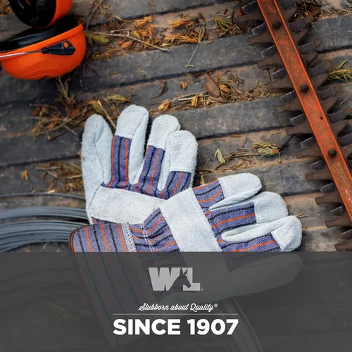Miniatura 5 de Paquete de 2 pares de guantes de trabajo de cuero para hombre Wells Lamont con palmas reforzadas resistentes, grandes (4006N-WNW), gris
