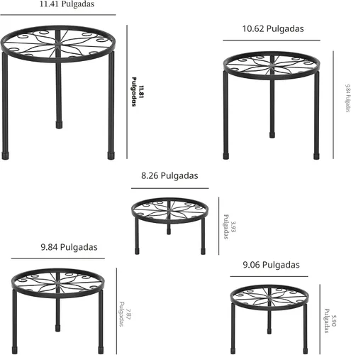 Miniatura 7 de Linpla Paquete de 5 soportes de metal decentes para plantas, soportes para macetas resistentes para múltiples plantas, estante para macetas