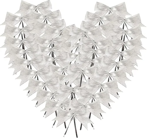 Miniatura 14 de 50 lazos de oro blanco de 3-1/2 pulgadas con lazos giratorios para envolver regalos, embalaje, decoración de Navidad (W.Gold)