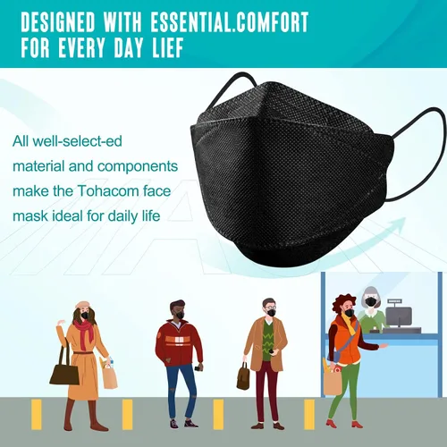 Miniatura 6 de 50/100 Pack KF94 Face_Covers, Color mask，Black Mask，4-Layer mask Independent packaging,outdoor Daily Use