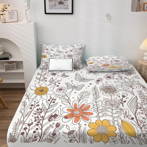 Miniatura 2 de Wildflower Sheets - Juego de sábanas de 3 piezas, tamaño individual, sábanas con patrón de plantas de mariposas, sábanas y fundas de almohada