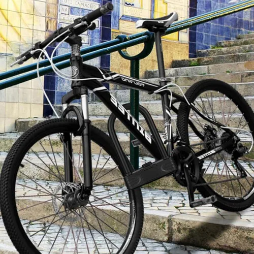 Miniatura 4 de Cerradura en U para bicicleta resistente, cerradura de bicicleta con contraseña de combinación de 4 dígitos con grillete de bloqueo en U