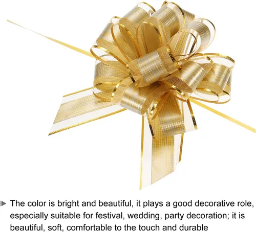 Miniatura 4 de MECCANIXITY 20 lazos grandes de 7 pulgadas para envolver regalos, cinta de organza dorado champán para cestas de boda, regalos de fiesta de Navidad