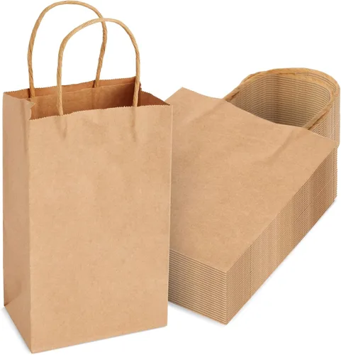 Miniatura 11 de Juvale Mini bolsas de regalo con asas, bolsas de papel marrón para recuerdos de fiesta con asas, diseño largo y estrecho para ferias de bricolaje