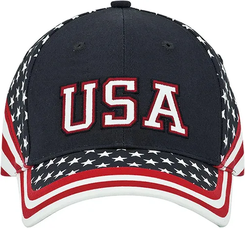 Miniatura 2 de MG - Gorra de sarga de algodón lavado, diseño de estrellas y rayas, bandera de Estados Unidos, Azul