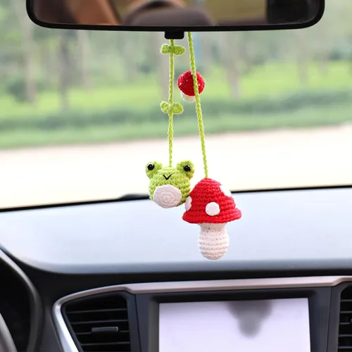 Miniatura 14 de Adorno de conejito gris y zanahoria, accesorios para ventana de visión trasera, colgante hecho a mano para automóvil, decoración de interiores