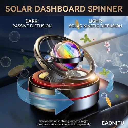 Miniatura 5 de Girador solar para salpicadero, difusor cinético de decoración de automóvil alimentado por el sol, accesorios automotrices con temática espacial
