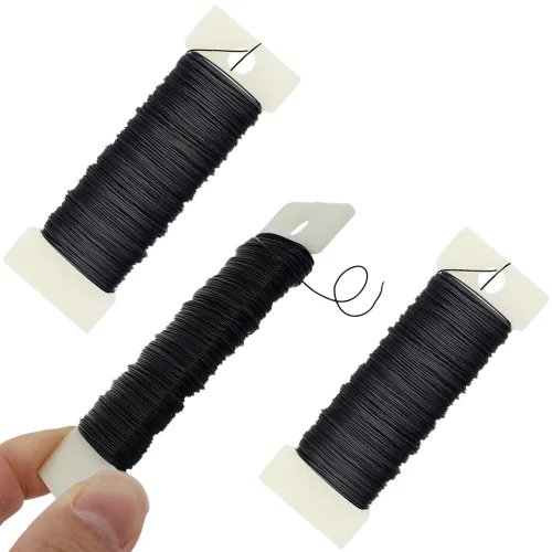 Miniatura 38 de HAHIYO Alambre Negro de Calibre 22 - 1 Rollo, 38 Yardas (115 Pies) Alambre Floral Flexible para Manualidades, Coronas de Navidad, Arreglos