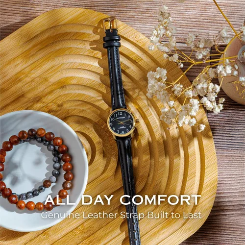 Miniatura 5 de Miykon Dainty Minimalist Dress Watches for Women – Small Easy Reader Analog Watch with Genuine Leather Strap and Second Hand – Japanese Quartz