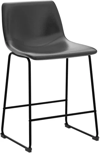 Miniatura 4 de LEMBERI Juego de 4 taburetes de bar de 26 pulgadas, modernos taburetes de bar de altura de mostrador, taburete de bar de piel sintética con respaldo