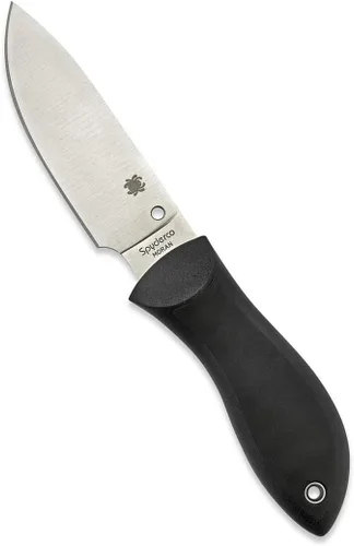 Spyderco Moran Cuchillo de hoja fija de punto de caída con hoja de acero inoxidable VG-10 de 3.92 pulgadas y funda de boltaron moldeada a medida de
