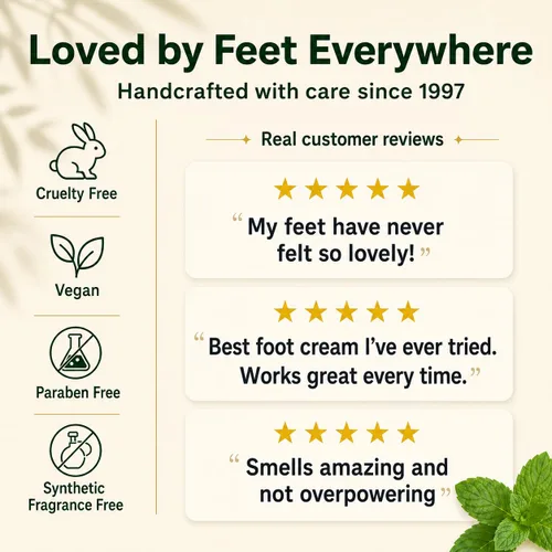 Miniatura 8 de Natural Escapes Crema de pies de menta + romero, eucalipto y árbol de té para talones y pies secos agrietados, loción hidratante para pies