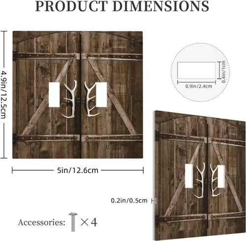 Miniatura 424 de Placa Decorativa de Pared de Granja Rústica con Cuerno de Madera para Puerta de Granero 1 Banda Duplex Cubiertas de Toma Eléctrica Soltera