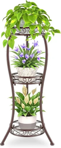 Miniatura 10 de iDavosic.ly Paquete de 2 soportes de metal para plantas para interiores y exteriores, 11 pulgadas de ancho, de hierro resistente al óxido, para Negro