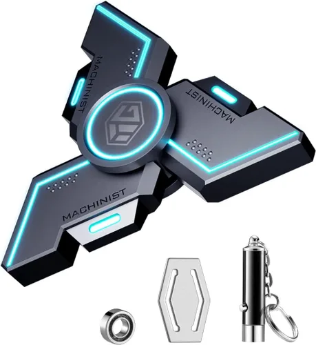 Miniatura 10 de Cool Trendy Fidget Spinners, Fidget Spinner Gifts, Stress Anxiety ADHD Relief Figets, Metal Finger Hand Spinner with Green/Yellow/Blue Luminous