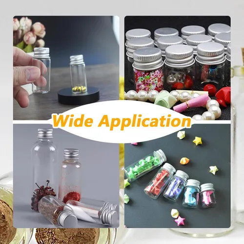 Miniatura 6 de 12 botellas vacías de vidrio portátil de viaje transparente con tapa de aluminio plateado, polvos de aceite esencial, pomadas de crema, recipientes