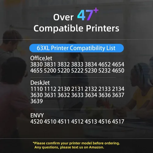 Miniatura 2 de 63XL - Cartuchos de tinta negros de repuesto para HP 63 63 XL para impresora HP OfficeJet 3830 5255 Envy 4520 4512 DeskJet 1112 3630 3632 2132