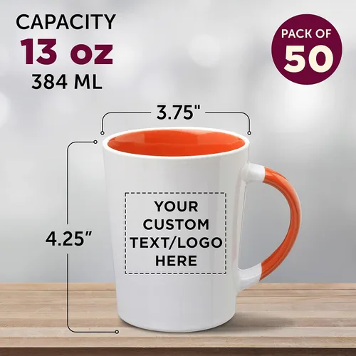 Miniatura 5 de Albany - Juego de 50 tazas de café con leche de cerámica personalizadas, 13 onzas, paquete personalizado a granel, perfectas para café, té, expreso