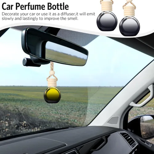 Miniatura 5 de BBTO 100 ambientadores para automóvil con tapa de madera, difusor de aromaterapia vacío, soporte de fragancia transparente para automóvil, colgante