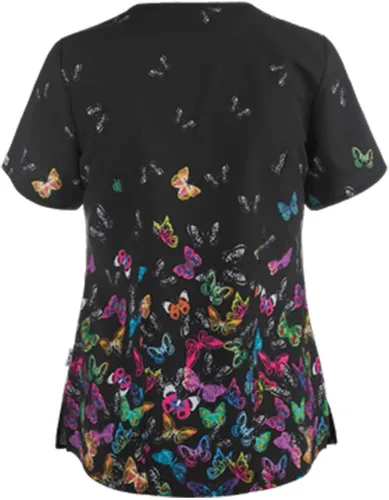Miniatura 2 de Ropa quirúrgica para mujer, cómoda, ligera, duradera, suave, elástica, con estampado de flores, cuello en V