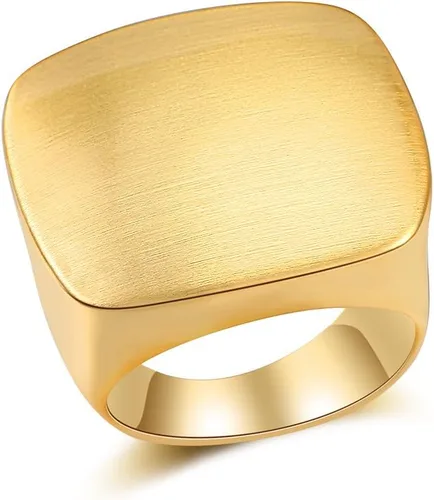 Anillos de oro y plata para mujer, anillos gruesos chapados en oro, anillos cuadrados de metal ancho, joyería de disfraz de cóctel