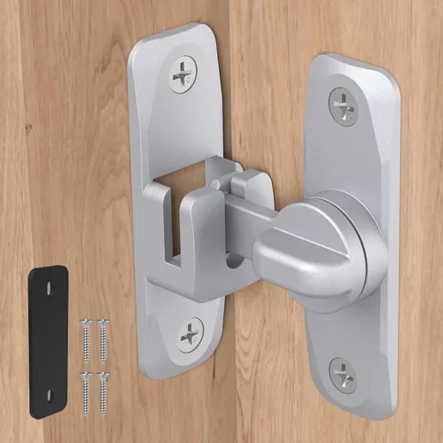 Miniatura 13 de Cerraduras y pestillos para puerta de granero de 90/180 grados, herraje de aluminio de seguridad para pestillo de puerta corredera, cerraduras