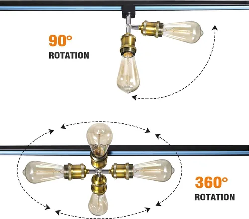 Miniatura 3 de Cabezales de luz de pista E26 tipo H, cabezales de iluminación de riel de dirección, luces LED ajustables regulables para cocina, estilo retro
