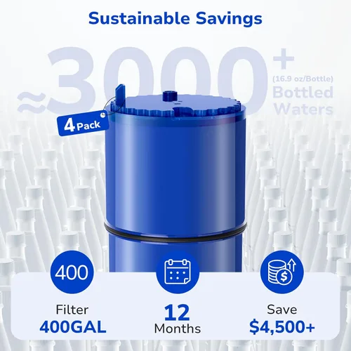 Miniatura 7 de Fil-Fresh Paquete de 4 filtros PURWater de repuesto para sistema de filtración de agua de grifo RF-9999 PURPLUS, certificado NSF, reemplazo de Azul