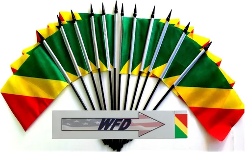 Miniatura 60 de World Flags Direct Banderas en miniatura de poliéster de Afganistán, paquete de 12, decoración de mesa de fiesta, desfiles, 4 x 6 pulgadas, verde