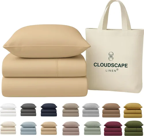 Miniatura 46 de Cloud Scape Linen - Juego de sábanas de 100% algodón egipcio, tamaño individual, juego de ropa de cama de lujo de 3 piezas, 400 hilos, calidad