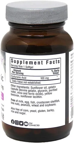 Miniatura 2 de Bluebonnet Nutrition Beautiful Ally - Ácido hialurónico de 100 mg, nutre la piel radiante*, sin OMG, sin gluten, sin soja, 90 cápsulas blandas, 90