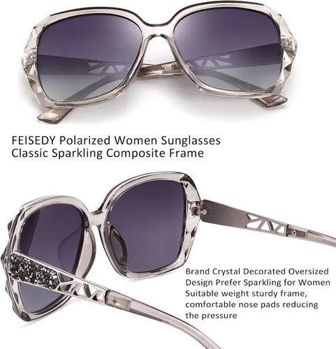 Miniatura 2 de FEISEDY - gafas de sol polarizadas para mujer, marco compuesto brillante B2289