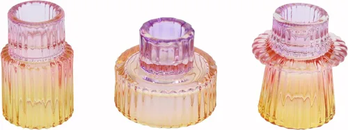 Miniatura 14 de Vixdonos Juego de 3 portavelas de cristal rosa para velas cónicas, velas de pilar y velas de candelita