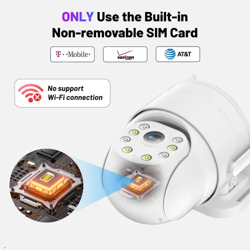 Miniatura 8 de KKB Cámara de seguridad celular 4G LTE, cámara celular con cable, tarjeta SIM integrada para exteriores/interiores, plan de datos ilimitado, sin