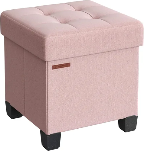 Miniatura 12 de SONGMICS Otomana de almacenamiento, reposapiés otomano pequeño con patas, taburete de pie de 12.6 x 15.8 x 13.2 pulgadas, carga de hasta 660 libras