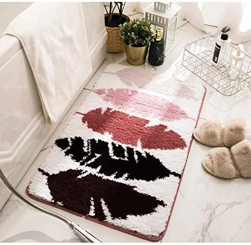 Miniatura 5 de Alfombra de baño simple flocada, absorbente, antideslizante, alfombra de área para bañera, ducha, dormitorio, lavable. 16 x 24 pulgadas