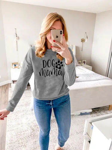 Miniatura 3 de ALLTB Sudadera para mamá de perro para mujer camiseta de perro y mamá suéter de manga larga con estampado de letras