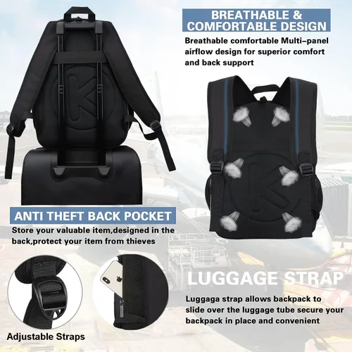 Miniatura 6 de KEOFID Mochila de viaje antirrobo para hombres y mujeres, moda para mujeres, mochila informal para la universidad, Negro -, X-Grande, Mochila de moda