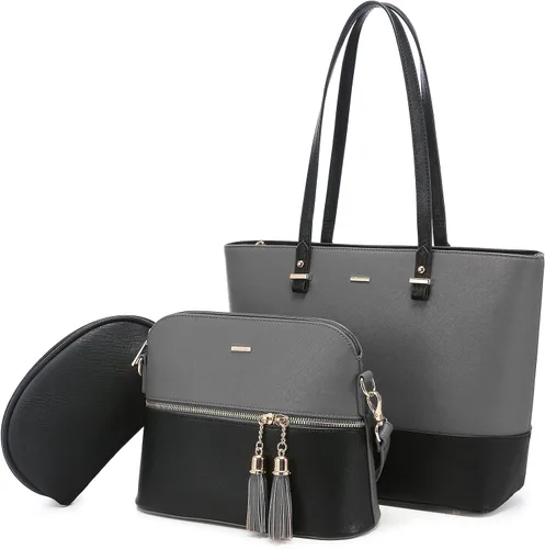 Juego de 3 bolsas de mano para mujeres bolsa tipo tote para llevar colgada del hombro, bolso satchel y bolso hobo
