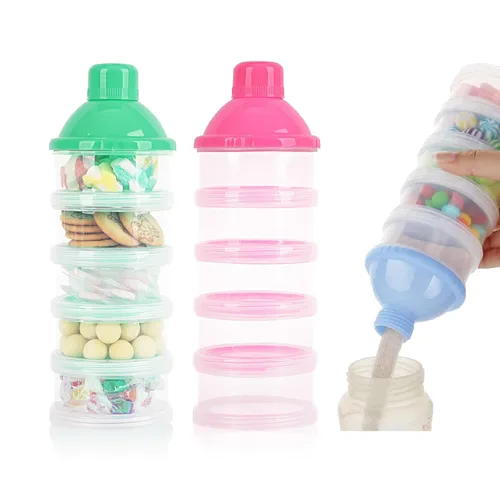 Dispensador de leche en polvo para bebés, 2 unidades, de 5 capas, ollas de leche en polvo, dispensador de fórmula, dispensador portátil de fórmula