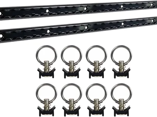 Miniatura 9 de Mytee Products Aluminio resistente de 4 pies L-Track recubierto de polvo negro (8) y perno con anillo recubierto de polvo negro (32) Sistema
