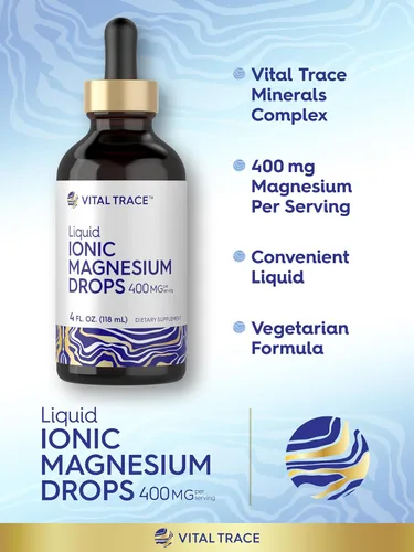 Miniatura 4 de Carlyle Vital Trace Complejo líquido de magnesio iónico 400 mg 4 onzas líquidas Gotas vegetarianas Suplemento sin OMG y sin gluten por