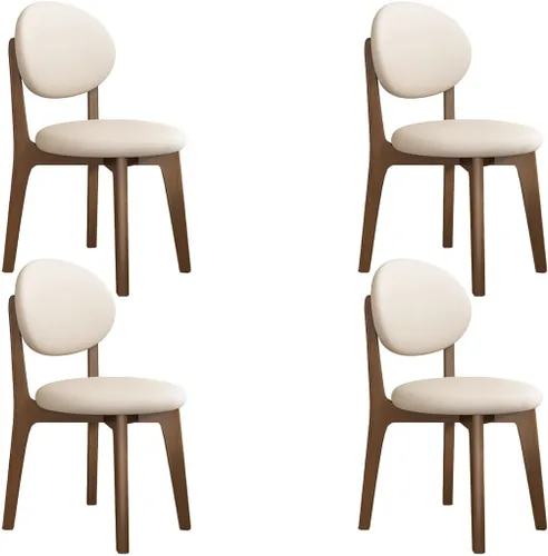 Miniatura 18 de YVYKFZD Juego de sillas de comedor, sillas de cocina de madera maciza, silla de comedor de granja con respaldo curvo, silla tapizada de cuero
