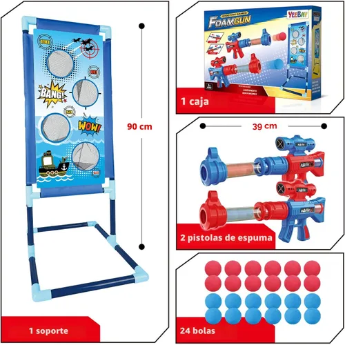 Miniatura 7 de YEEBAY - Juguete de disparos para niños de 6, 7, 8, 9 o 10 años en adelante, 2 pistolas de aire y objetivo de disparo y 24 bolas de espuma, regalo