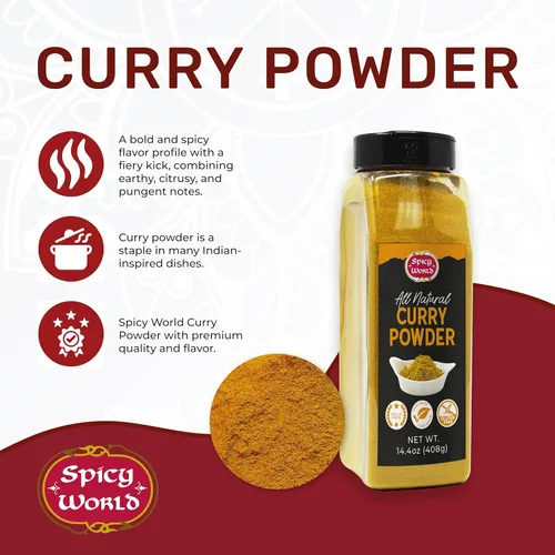 Miniatura 3 de Spicy World Tarro de curry en polvo de 14.4 onzas, mezcla auténtica de 9 especias indias, mezcla de calidad premium para curry, verduras y más